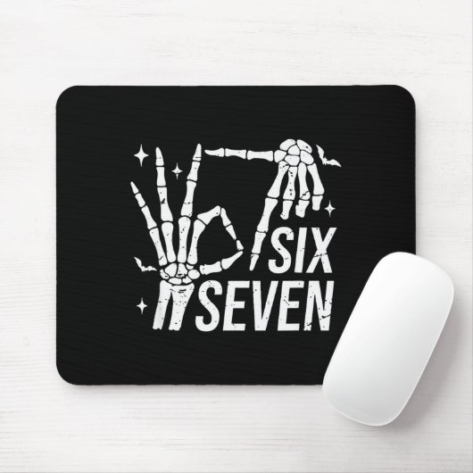 Six Seven 6 7 Meme Funny Skeleton Hands Sign Let's Mousepad (Mit Mouse)