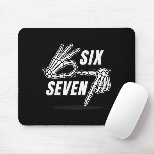 Six Seven 6 7 Meme Funny Skeleton Hands Sign Let's Mousepad (Mit Mouse)