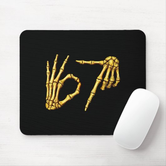 Six Seven 6 7 Meme Funny Skeleton Hands Sign Let's Mousepad (Mit Mouse)