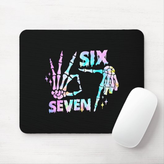 Six Seven 6 7 Meme Funny Skeleton Hands Sign Let's Mousepad (Mit Mouse)