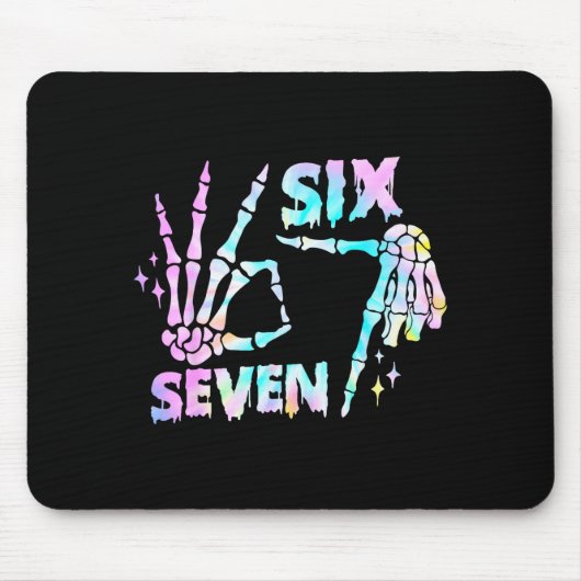 Six Seven 6 7 Meme Funny Skeleton Hands Sign Let's Mousepad (Vorne)