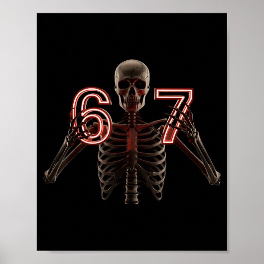 Six Seven 6 7 Meme Funny Skeleton Hands Sign Let's Poster (Vorne)