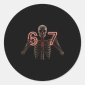 Six Seven 6 7 Meme Funny Skeleton Hands Sign Let's Runder Aufkleber (Vorderseite)