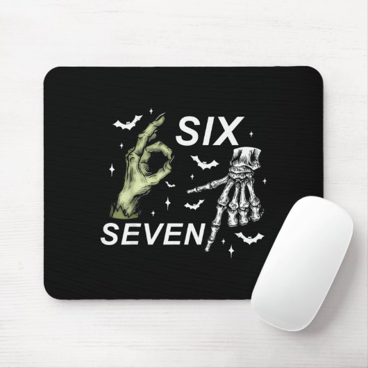Six Seven 6 7 Meme Funny Witch Skeleton Hands Hall Mousepad (Mit Mouse)
