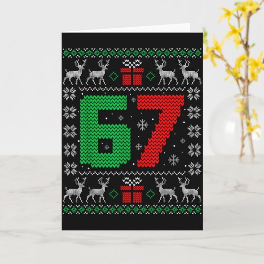 Six Seven 6 7 Meme Gen Alpha Slang Ugly Christmas Karte (Gelbe Blume)