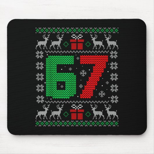 Six Seven 6 7 Meme Gen Alpha Slang Ugly Christmas Mousepad (Vorne)