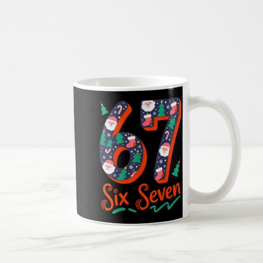Six Seven 6 7 Meme Humor Santa Elf 67 Christmas Pa Kaffeetasse (Rechts)