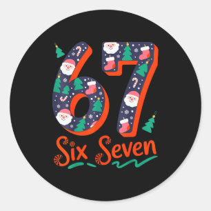 Six Seven 6 7 Meme Humor Weihnachtsmann Elf 67 Wei Runder Aufkleber