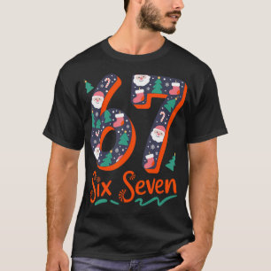 Six Seven 6 7 Meme Humor Weihnachtsmann Elf 67 Wei T-Shirt