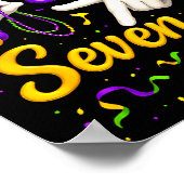 Six Seven 6 7 Meme Mardi Gras Jester Hand Sign Fat Poster (Ecke)