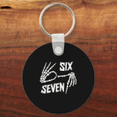 Six Seven 6 7 Meme Skeleton Hands Sign Schlüsselanhänger (Vorderseite)