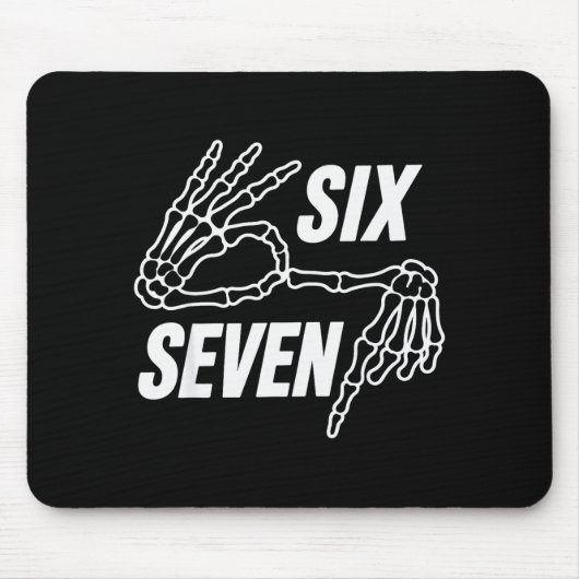 Six Seven 6 7 Meme Skelett Hände Zeichen Mousepad (Vorne)