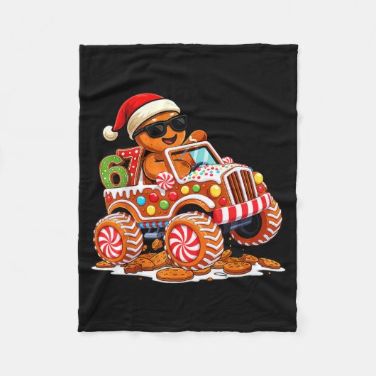 Six Seven 6 7 Monster Truck Gingerbread Man Christ Fleecedecke (Vorderseite)