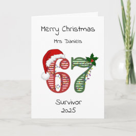 Six Seven 6 7 Survivor Funny Christmas Holiday Karte