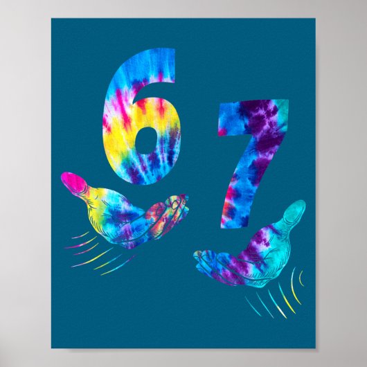 Six Seven 6 7 Tie Dye Kids Girl Boy 6-7 Meme Hands Poster (Vorne)