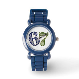 Six Seven 6 7 Trend Blau und Grün Modern Armbanduhr