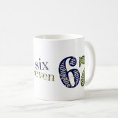 Six Seven 6 7 Trend Blau und Grün Modern Kaffeetasse (VorderseiteRechts)