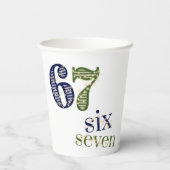 Six Seven 6 7 Trend Blau und Grün Modern Pappbecher (Rückseite)