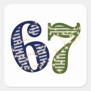 Six Seven 6 7 Trend Blau und Grün Modern Quadratischer Aufkleber