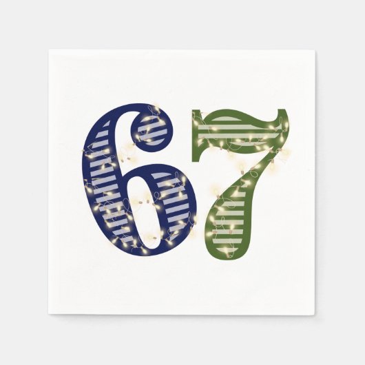 Six Seven 6 7 Trend Blau und Grün Modern Serviette (Vorderseite)