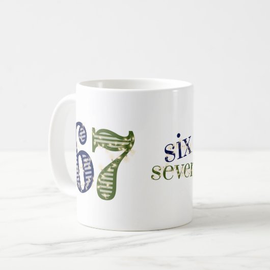 Six Seven 6 7 Trend Blue & Green Modern Kaffeetasse (Vorderseite Links)
