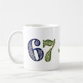 Six Seven 6 7 Trend Blue & Green Modern Kaffeetasse (Links)