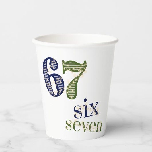 Six Seven 6 7 Trend Blue & Green Modern Pappbecher (Vorderseite)