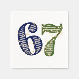 Six Seven 6 7 Trend Blue & Green Modern Serviette