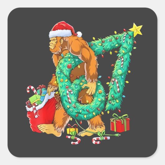 Six Seven Bigfoot 67 Sasquatch Meme Christmas Quadratischer Aufkleber (Vorderseite)