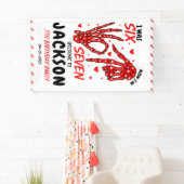 Six Seven Birthday Skeleton Hands Party Banner (Insitu)