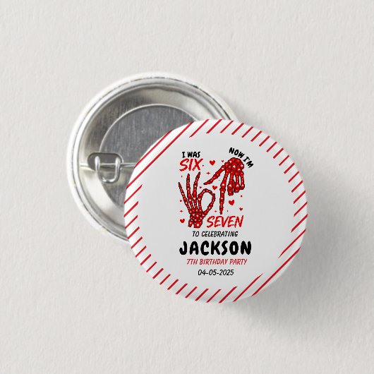 Six Seven Birthday Skeleton Hands Party Button (Vorne & Hinten)