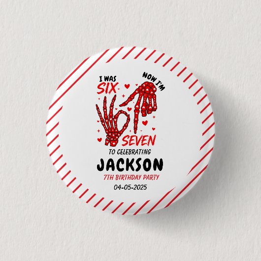 Six Seven Birthday Skeleton Hands Party Button (Vorderseite)