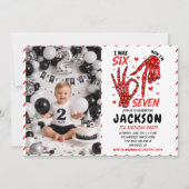 Six Seven Birthday Skeleton Hands Party Invitation Einladung (Vorderseite)