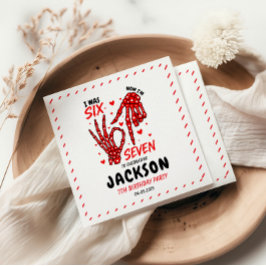 Six Seven Birthday Skeleton Hands Party Serviette