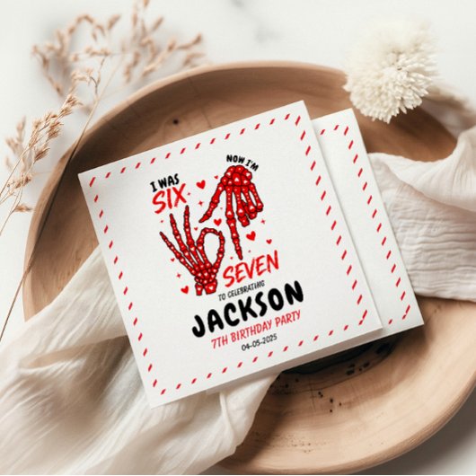 Six Seven Birthday Skeleton Hands Party Serviette