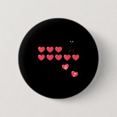 Six Seven Black Cat Knocking Off Hearts Funny 67 V Button (Vorderseite)