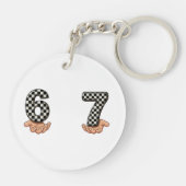 Six Seven Black White Checkered Brain Rot Schlüsselanhänger (Rückseite)