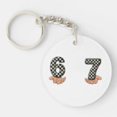 Six Seven Black White Checkered Brain Rot Schlüsselanhänger (Vorderseite)