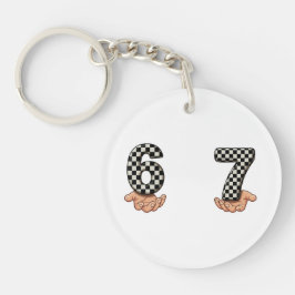 Six Seven Black White Checkered Brain Rot Schlüsselanhänger