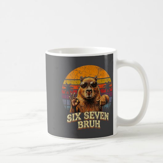 Six Seven Bruh 67 Capybara 6 7 Funny Meme Animal 6 Kaffeetasse (Rechts)