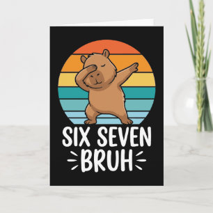 Six Seven Bruh 67 Capybara Lustig Vintage Meme Karte