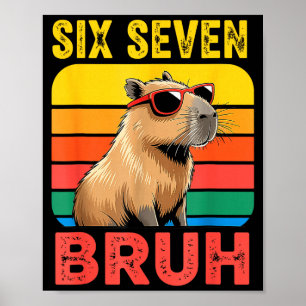 Six Seven Bruh 67 Capybara Vintage Lustiges Meme-G Poster