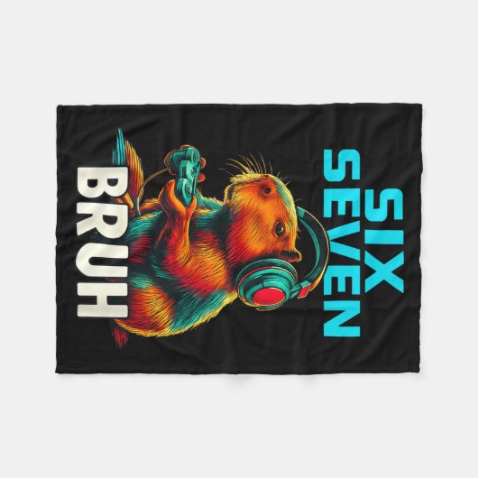 Six Seven Bruh 67 Meme Funny Capybara Fleecedecke (Vorderseite (Horizontal))