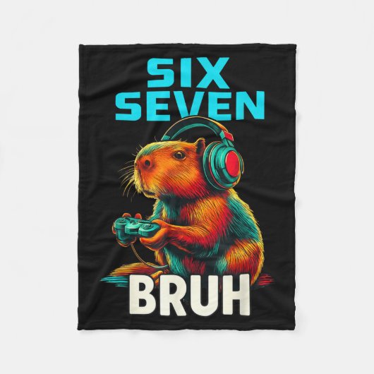 Six Seven Bruh 67 Meme Funny Capybara  Fleecedecke (Vorderseite)