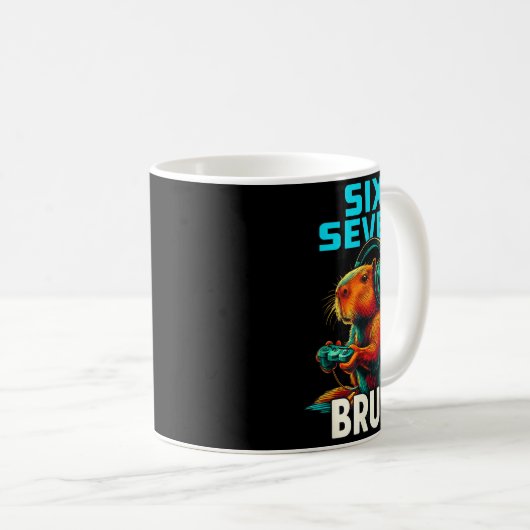 Six Seven Bruh 67 Meme Funny Capybara Kaffeetasse (VorderseiteRechts)