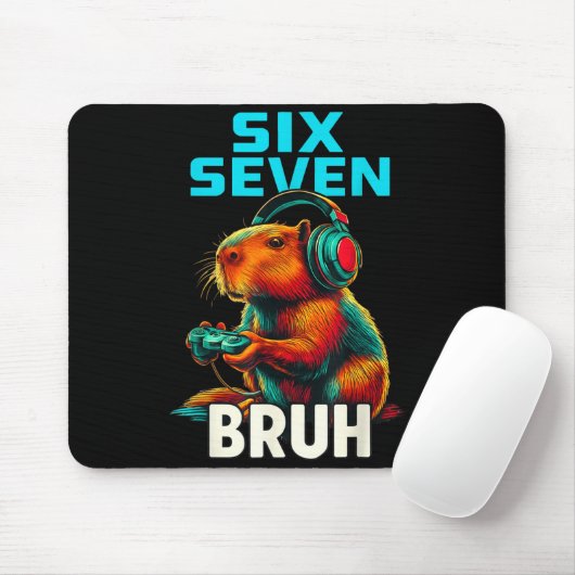 Six Seven Bruh 67 Meme Funny Capybara  Mousepad (Mit Mouse)