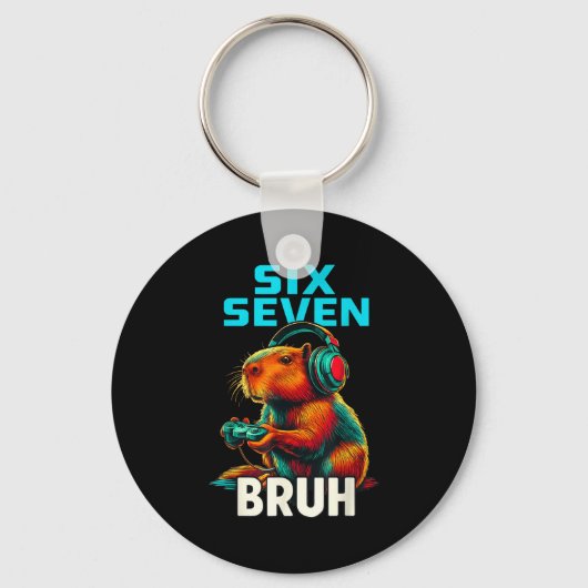 Six Seven Bruh 67 Meme Funny Capybara Schlüsselanhänger (Vorderseite)