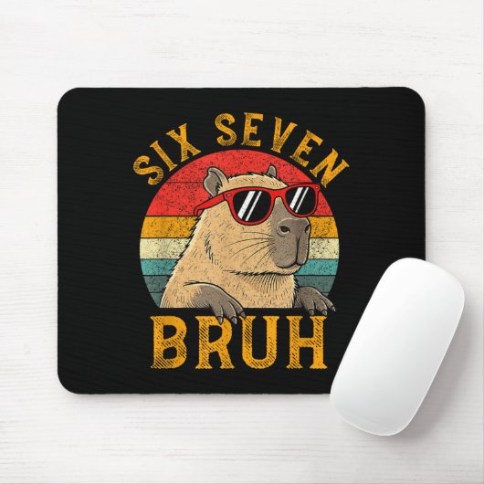 Six Seven Bruh 67 Meme Funny Capybara Viral Six Se Mousepad (Mit Mouse)