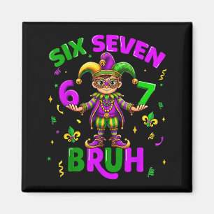 Six Seven Bruh 67 Meme Mardi Gras Perlen Maske Nar Magnet