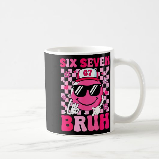 Six Seven Bruh 67 Meme Smile Face Valentines Boys Kaffeetasse (Rechts)